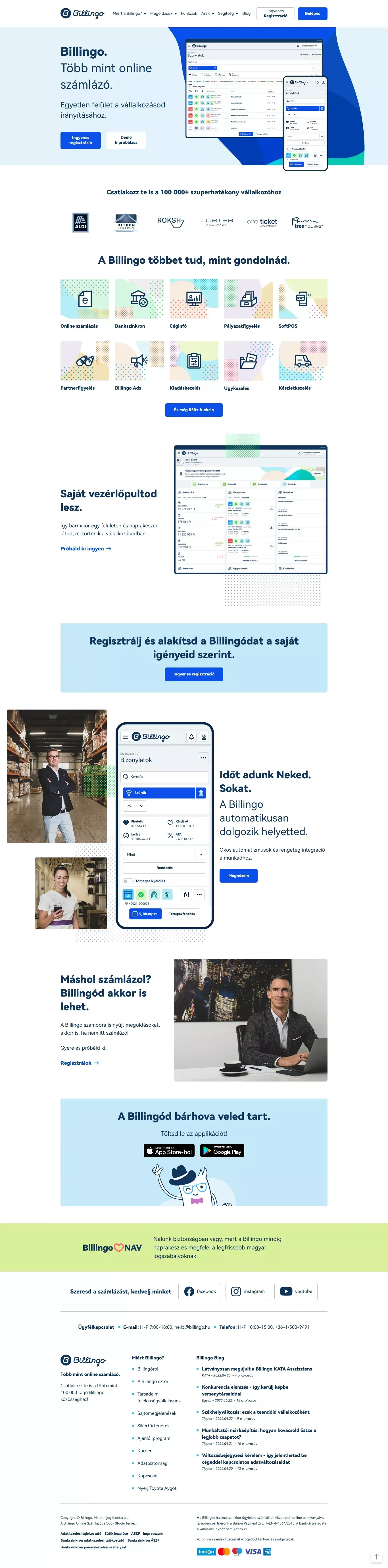 Billingo online számlázó - elektronikus számlázás egyszerűen - Landing design