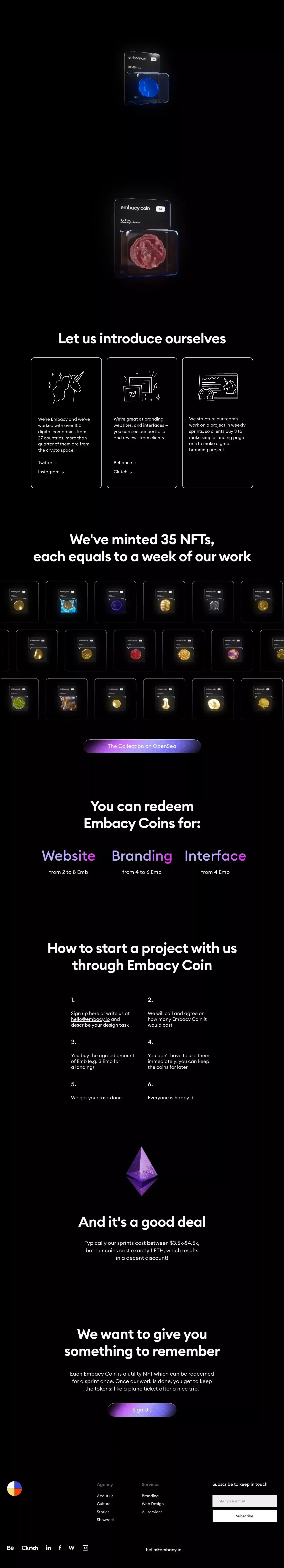 NFT Collection: 35 Embacy Coins - website design
