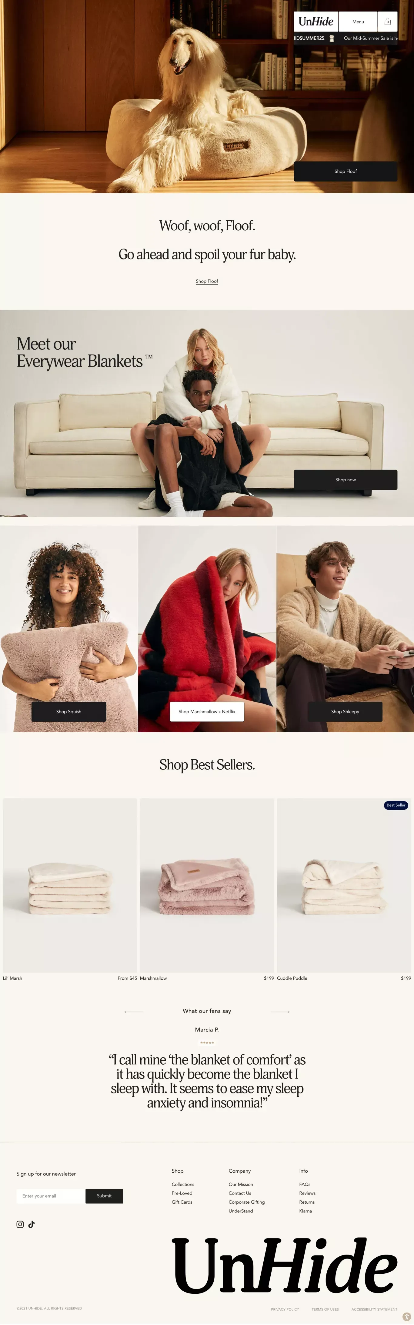 UnHide | A vegan lifestyle brand for your couch - Ecommerce design