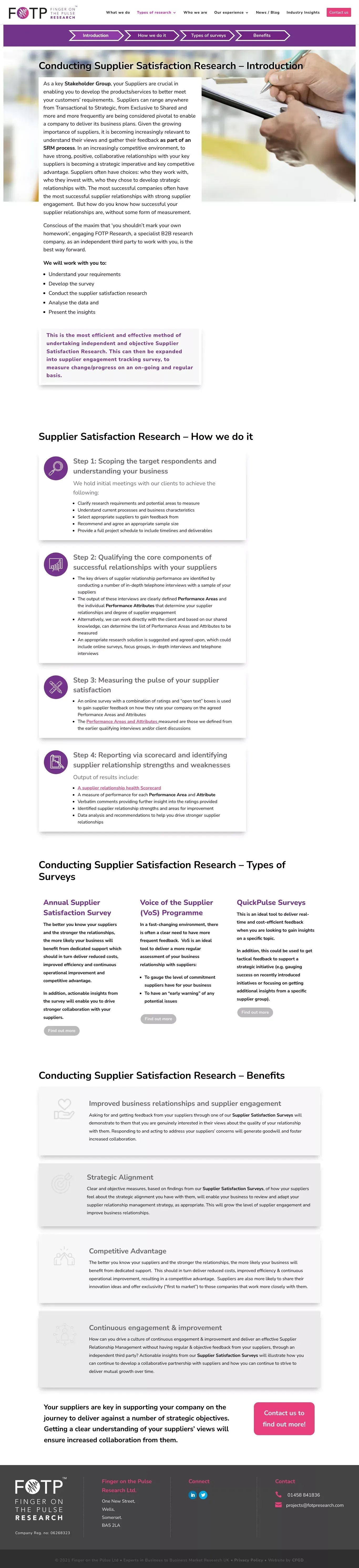 Supplier Engagement - Gaining Feedback and Insights from Suppliers -  FOTP Research - website design