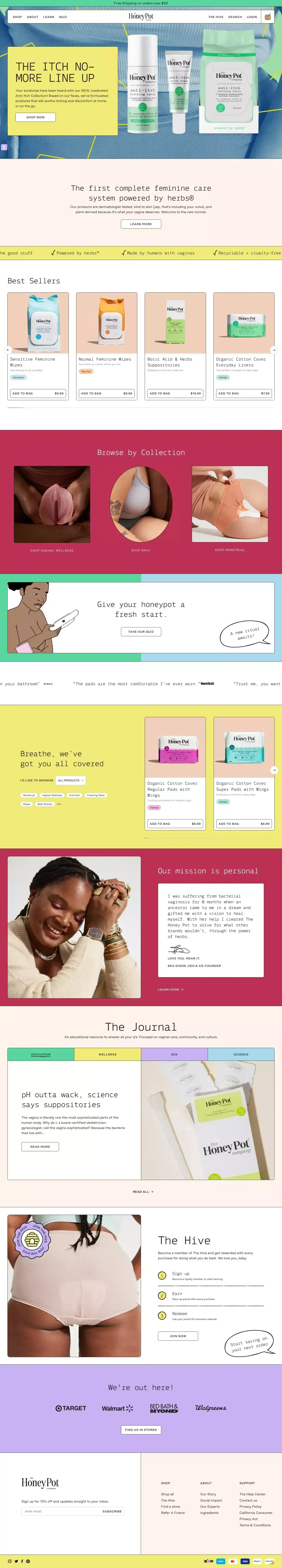 Plant-Derived Feminine Care | Female Hygiene - Honey Pot Feminine Care– The Honey Pot - Feminine Care - Ecommerce design