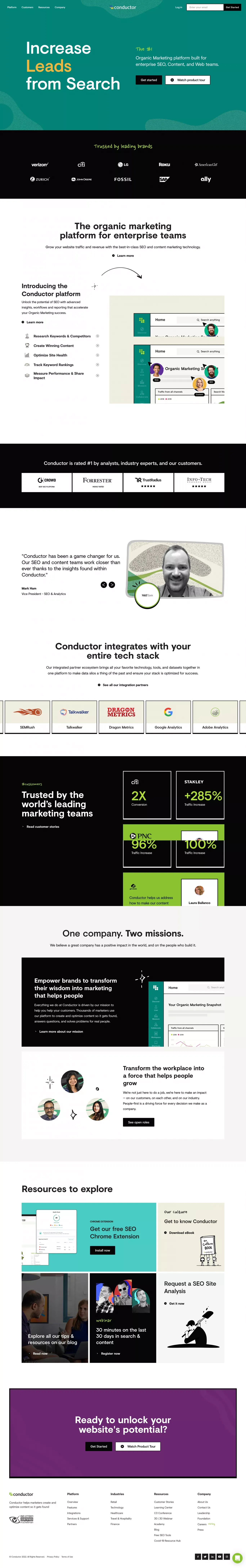 Conductor | Enterprise SEO & Content Marketing Platform - Landing design