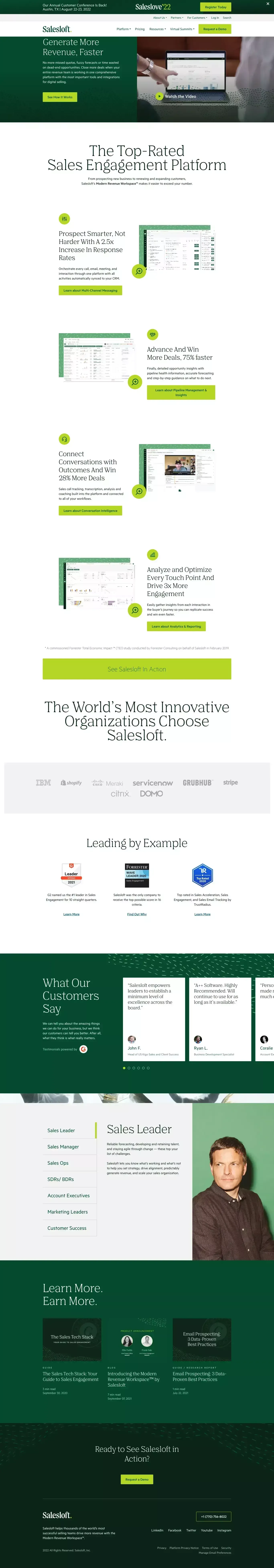 Salesloft: The Leading Sales Engagement Platform - Landing design