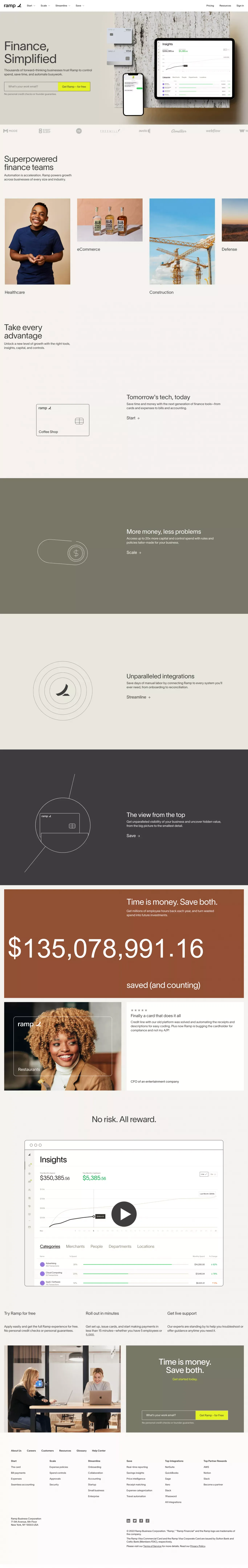 Ramp - Corporate cards and finance automation that scales with you - Landing design