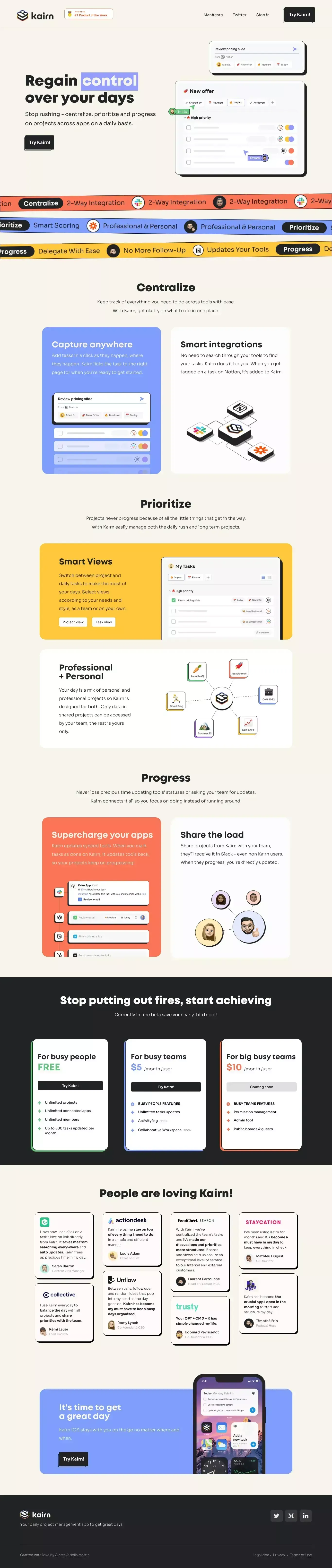 Kairn - Get Great Days - Landing design