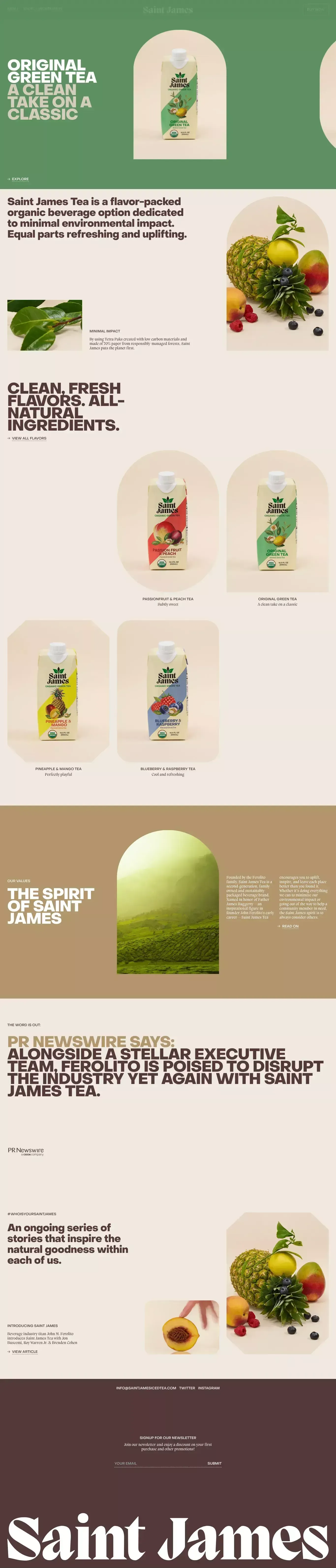 Saint James Iced Teas - Ecommerce design