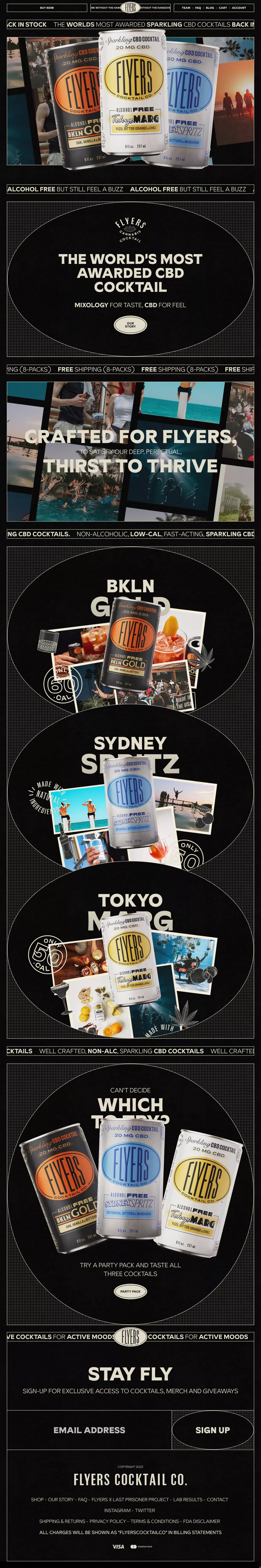 Sparkling RTD Cannabis Cocktails | Flyers Cocktail Co. - Ecommerce design
