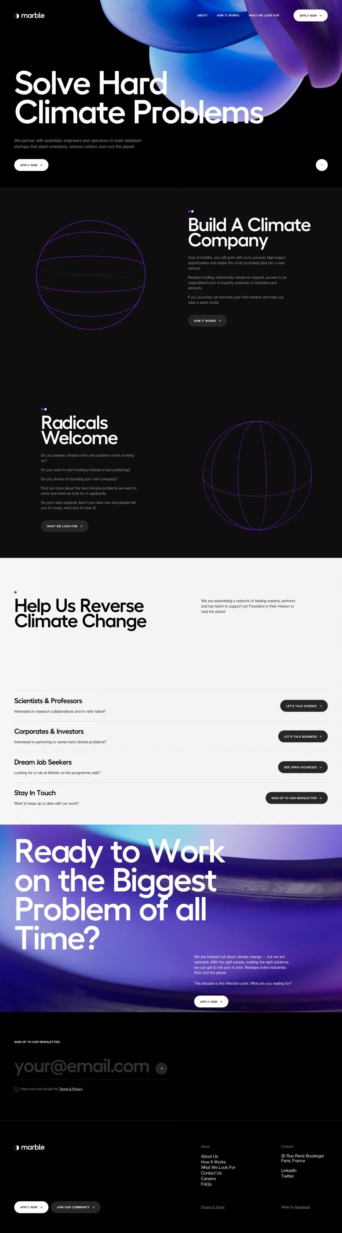 Marble - Climate Tech Venture Studio - Portfolio design