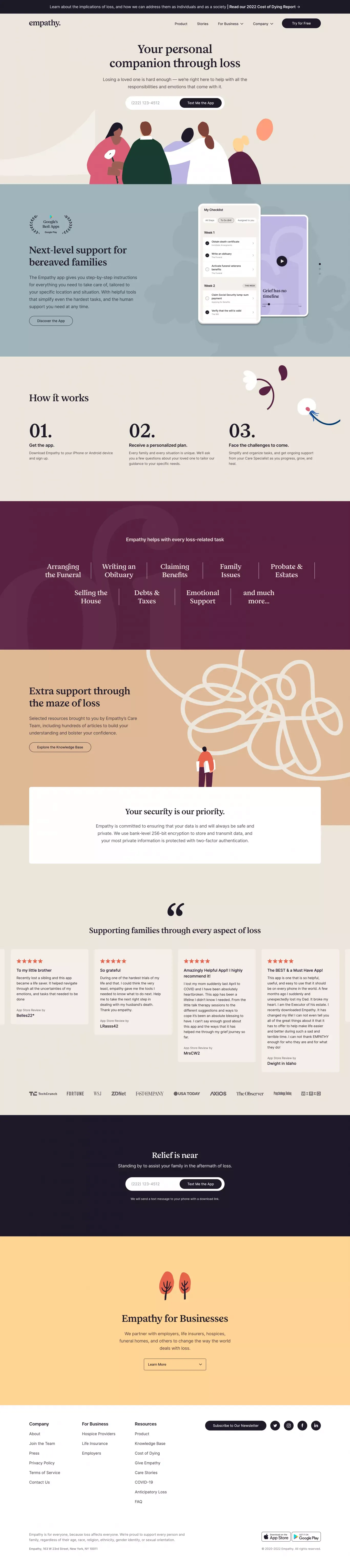 Support for Loss | Empathy - Landing design