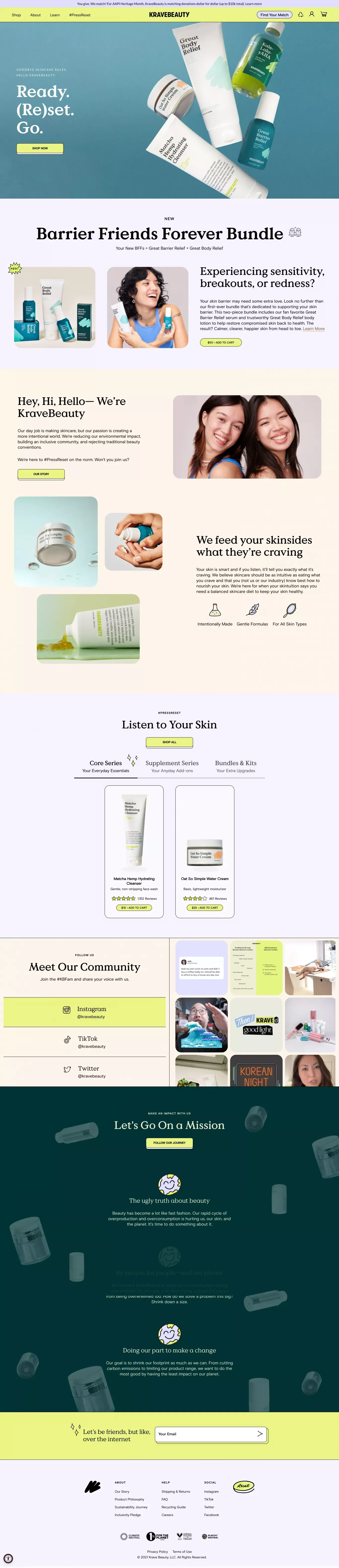 KraveBeauty – #PressReset on the Skincare Norm - Ecommerce design