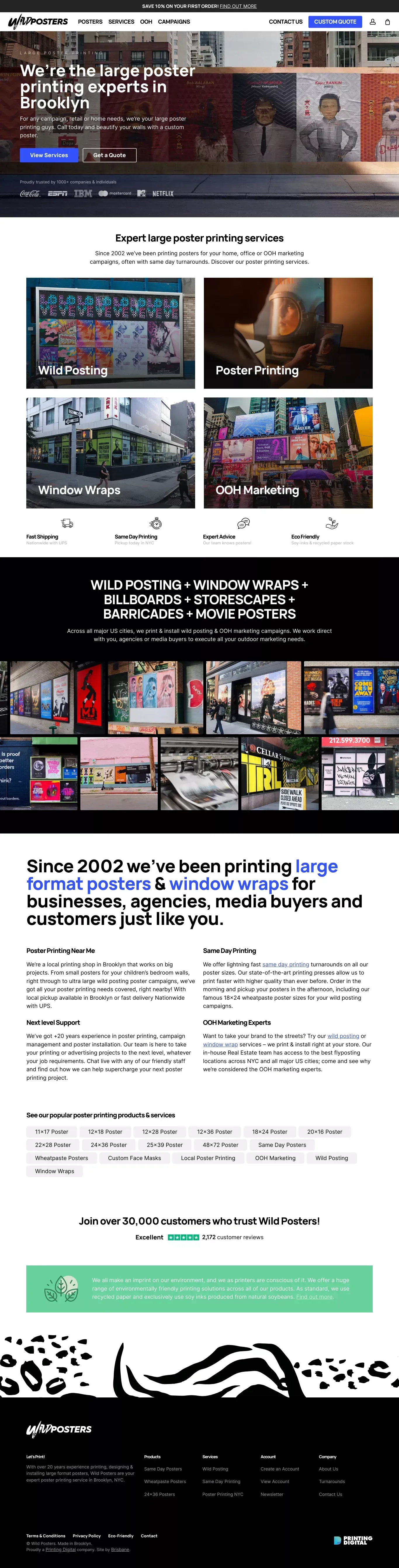Large Poster Printing | 🐅 Wild Posters NYC - website design