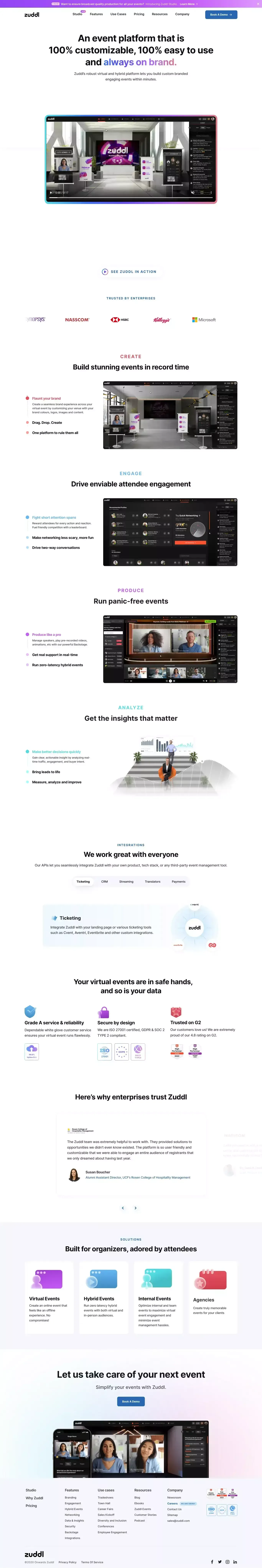 All-in-one hybrid and virtual event platform | Zuddl - Landing design