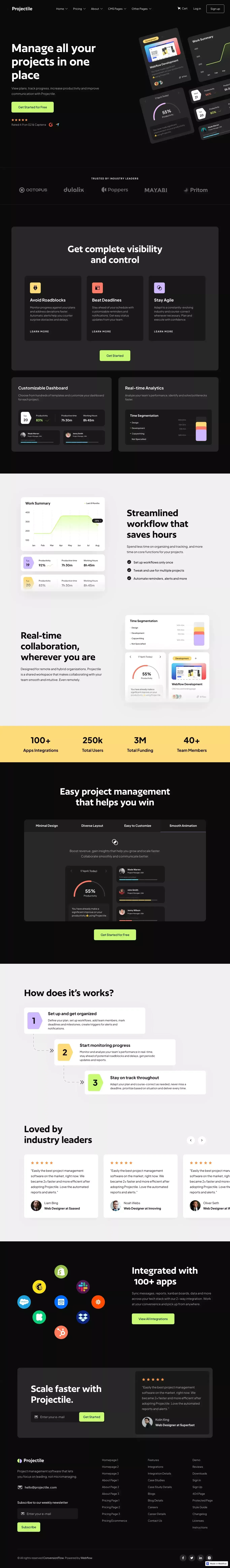 Projectile - Webflow Ecommerce Website Template - Template design