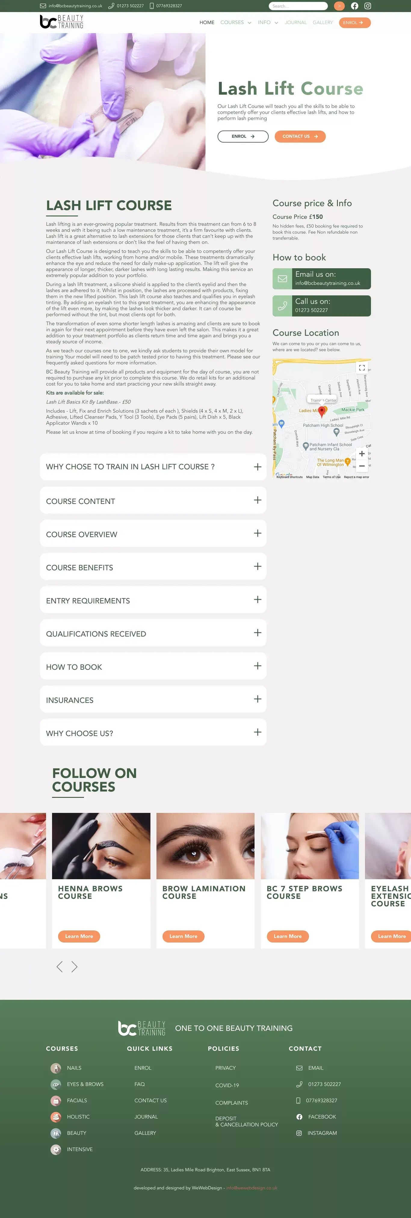 Lash Lift Course | Lash Lift Training Course in Brighton | BC Beauty Training - website design