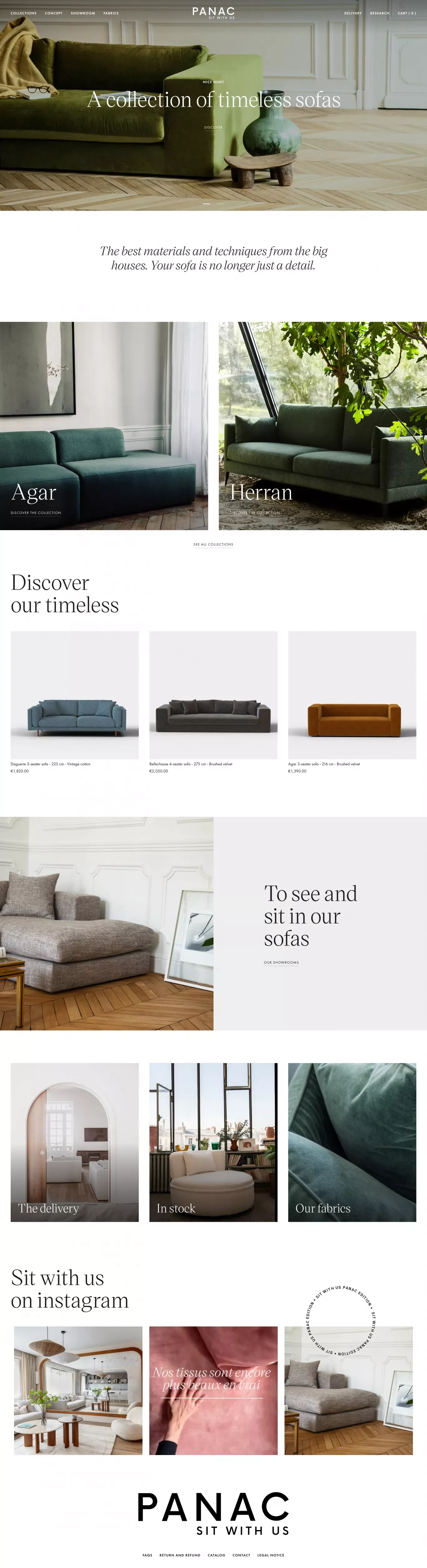 Des canapés de qualité, intemporels et abordables – panac-edition.fr - Ecommerce design