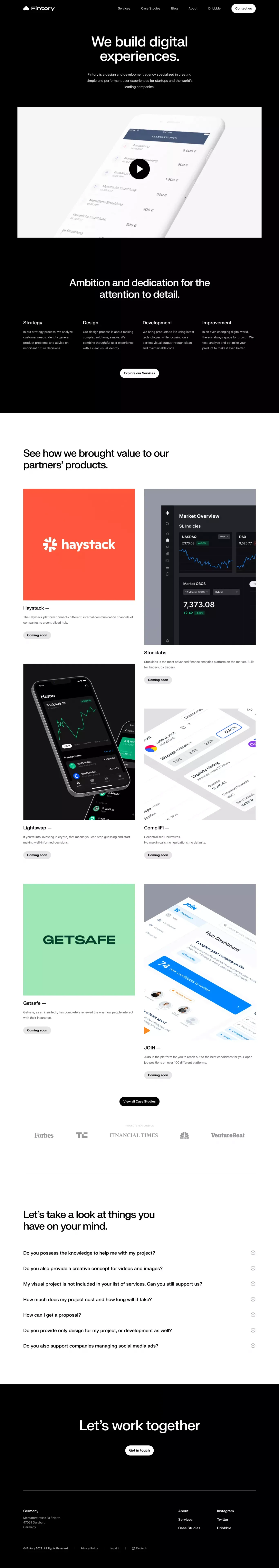 Fintory Digital Agency: UX/UI Design & Web Design - Portfolio design