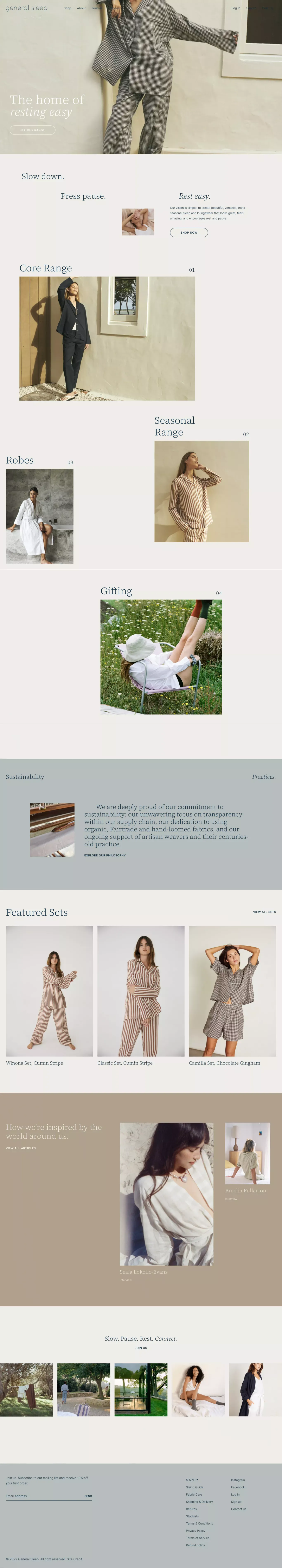 General Sleep Store - Ecommerce design