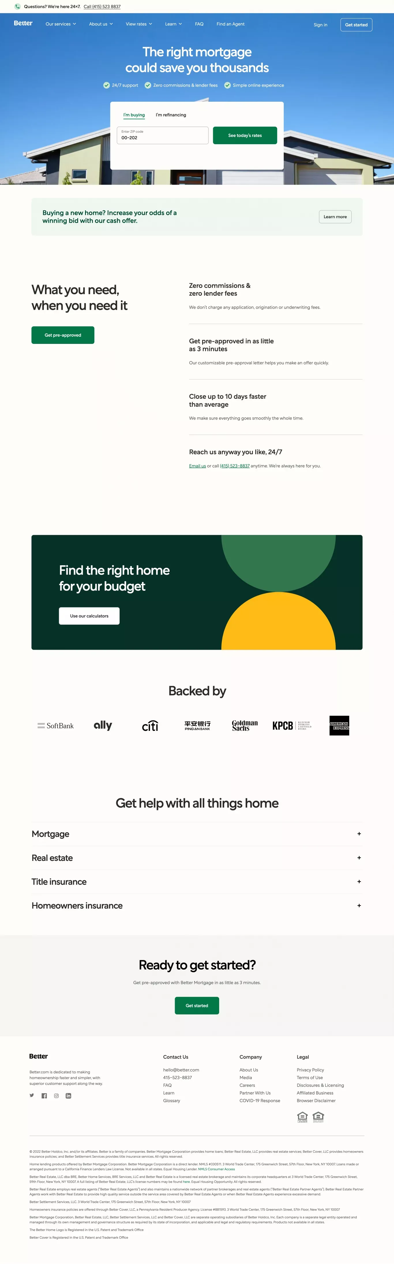 Better Mortgage | Simple, Online Mortgage - Landing design