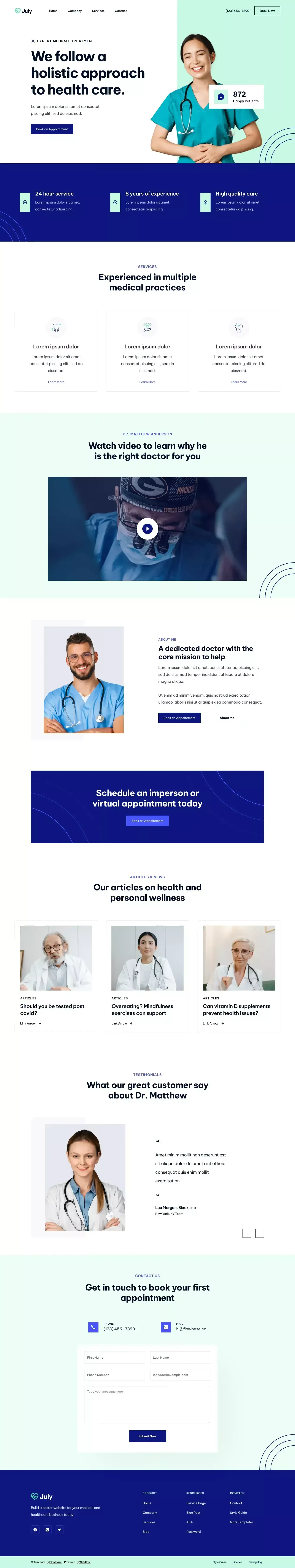 July - Webflow HTML website template - Template design