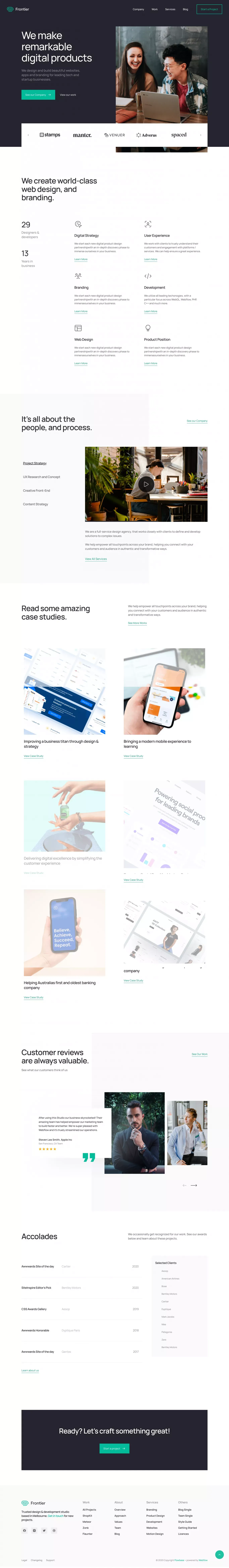 Frontier - Webflow HTML Website Template - Template design