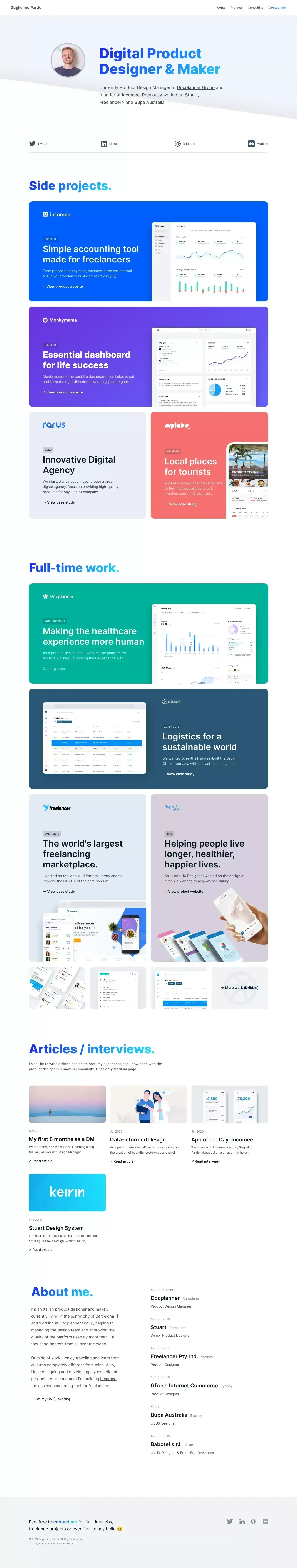 Guglielmo Pardo - Product Designer - Portfolio design