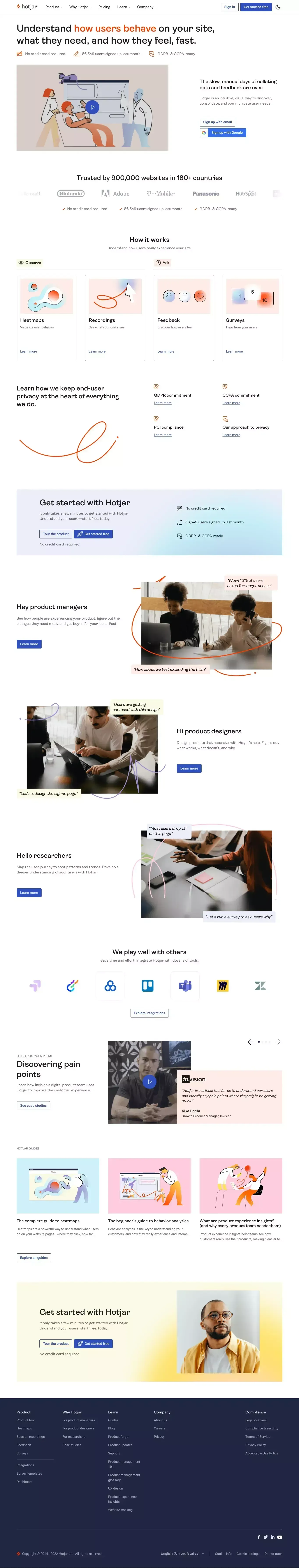 Hotjar: Website Heatmaps & Behavior Analytics Tools - Landing design