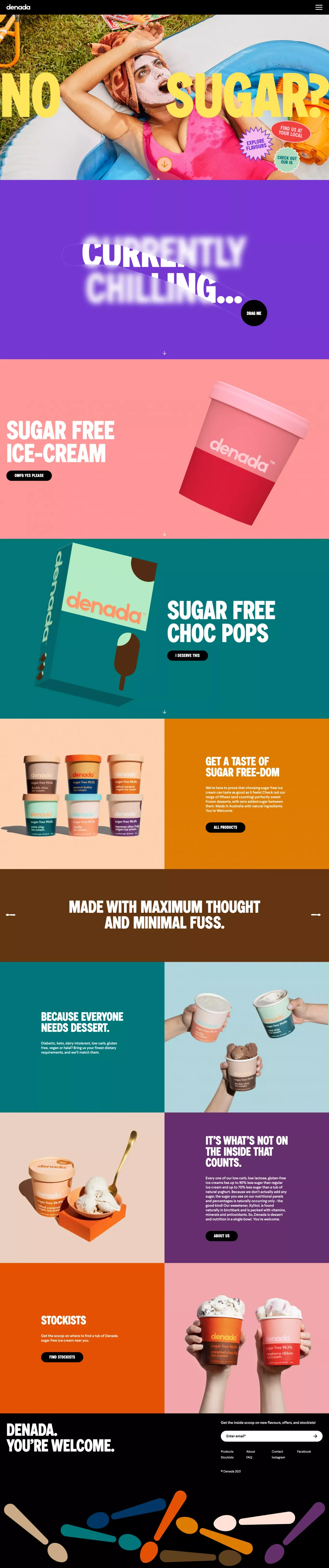 Denada Sugar Free Ice Cream | Because Everyone Needs Dessert | Denada - Landing design