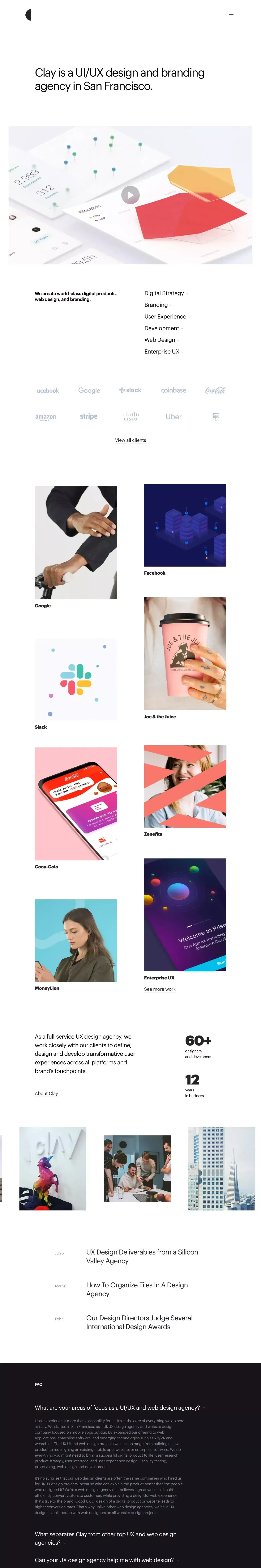 Clay: UI/UX Design Agency, Web Design & Branding - Portfolio design