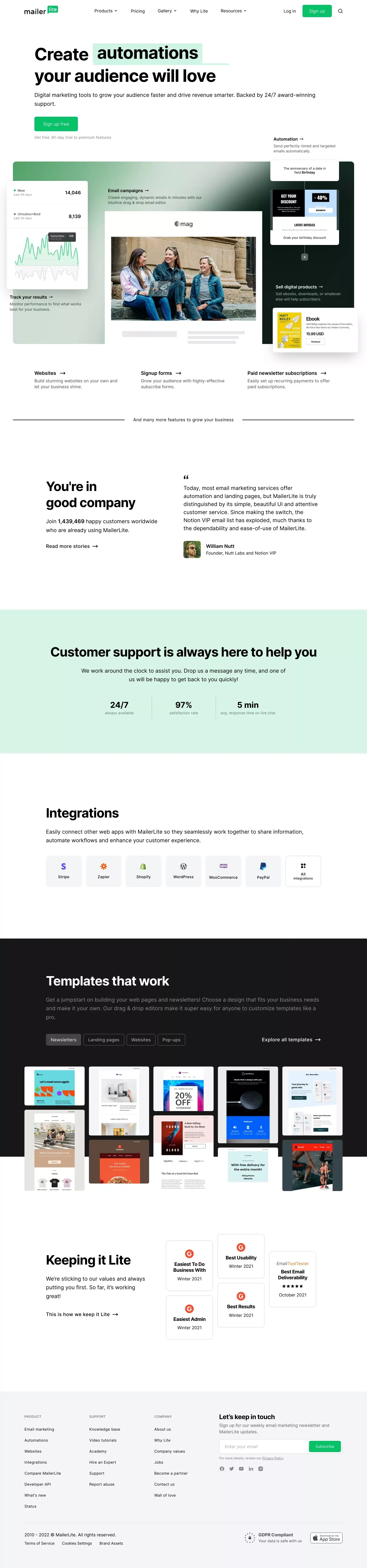 Create Email Marketing Your Audience Will Love - MailerLite - Landing design