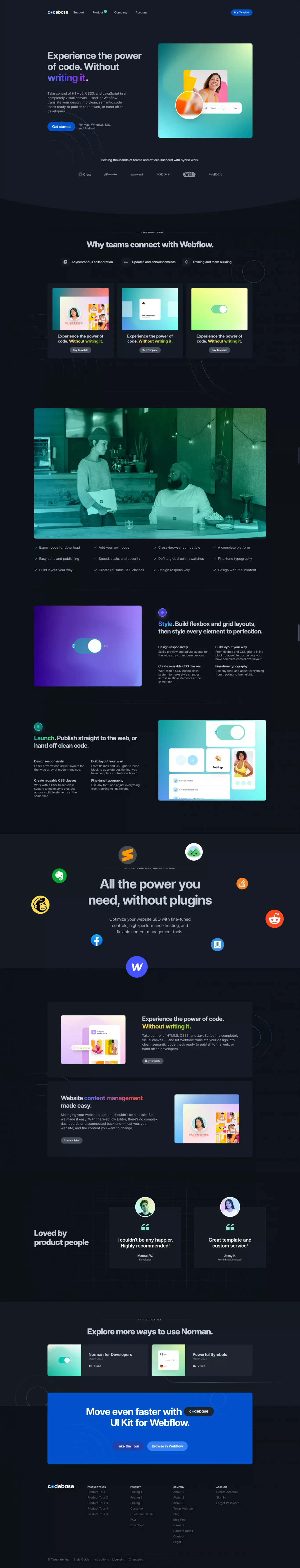 Codebase – Webflow HTML website template - Template design