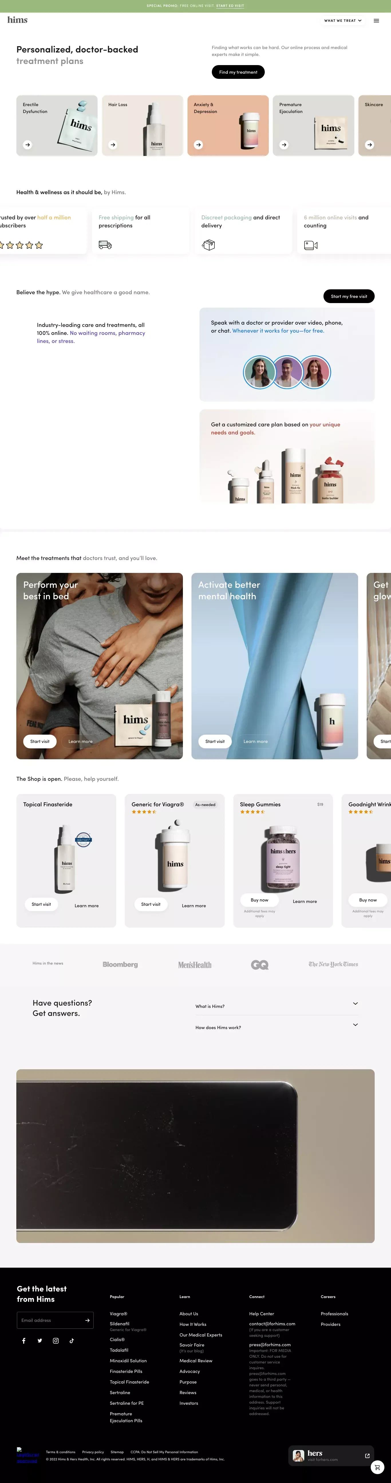 Telehealth for a healthy, handsome you | hims - Ecommerce design