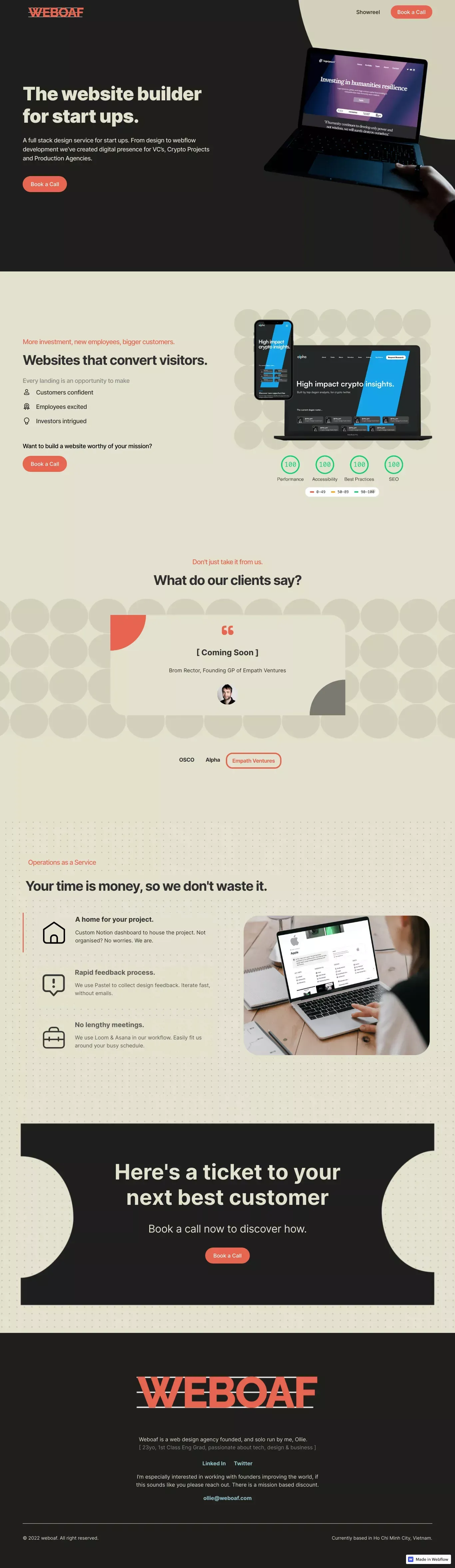 WEBOAF | Building awesome websites with Webflow - Landing design