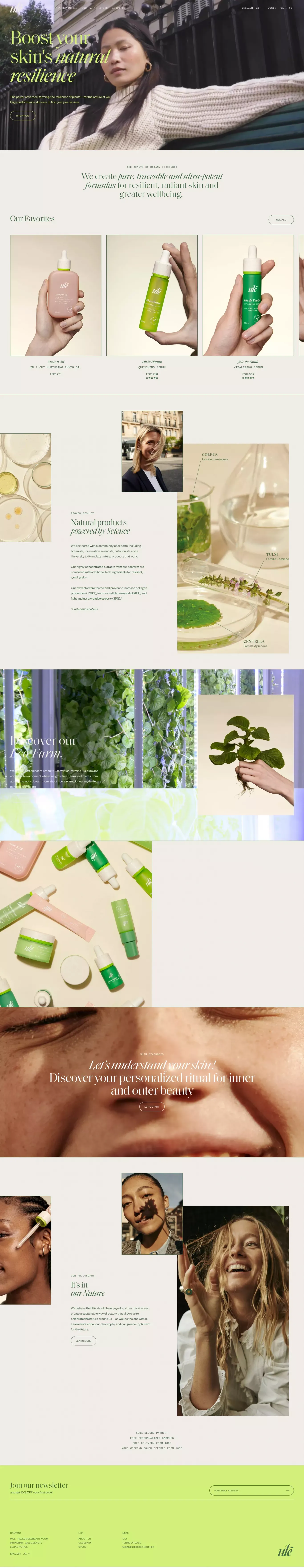 The future of botanical skincare | Ulé - Ecommerce design
