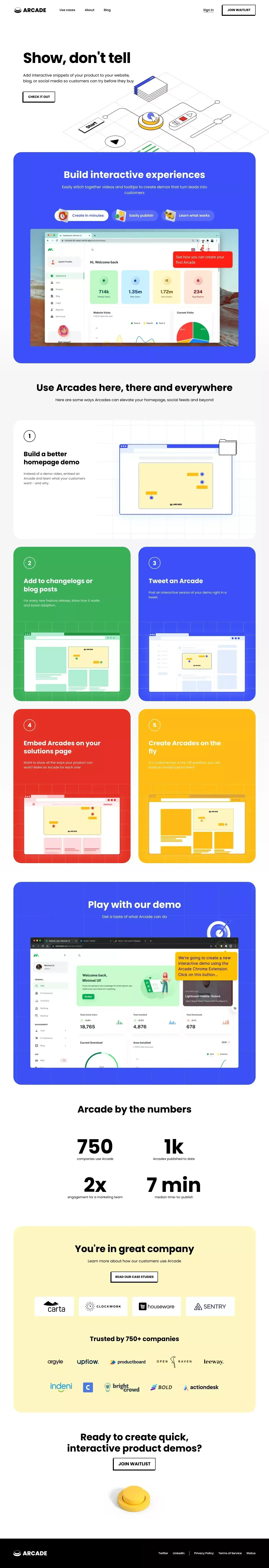 Arcade | Create Interactive Product Demos - Landing design