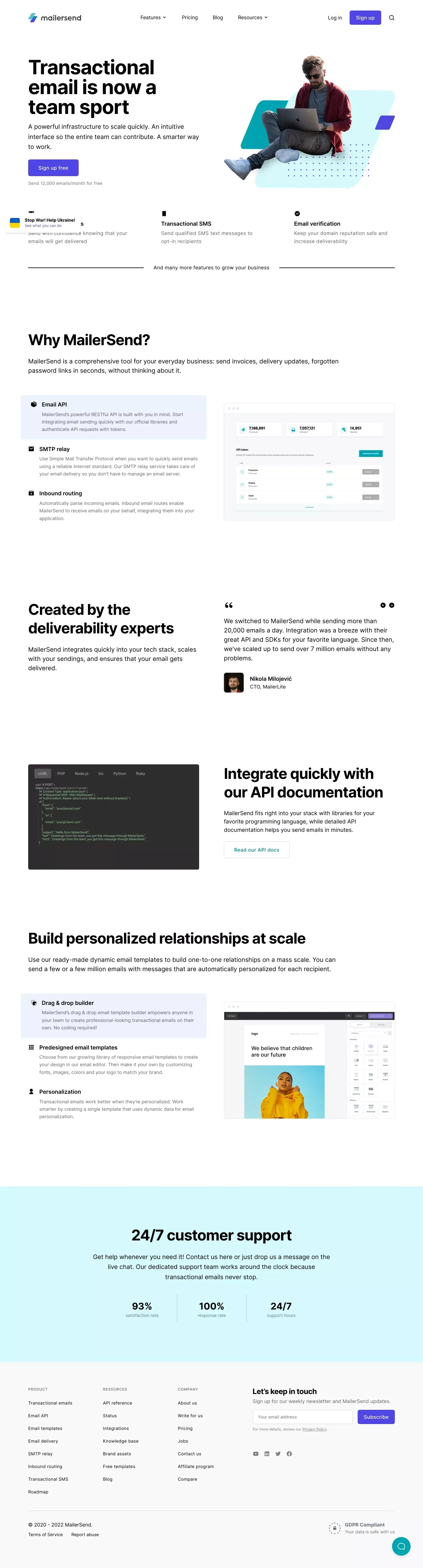 Transactional email service that delivers    -        MailerSend - Landing design
