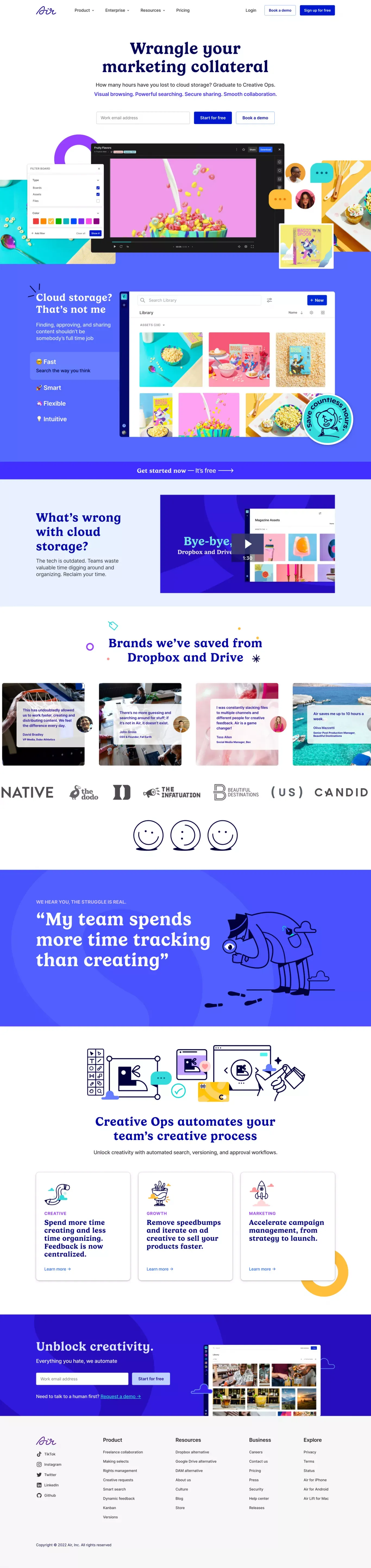 The Creative Operations system for Marketers | Air - Landing design