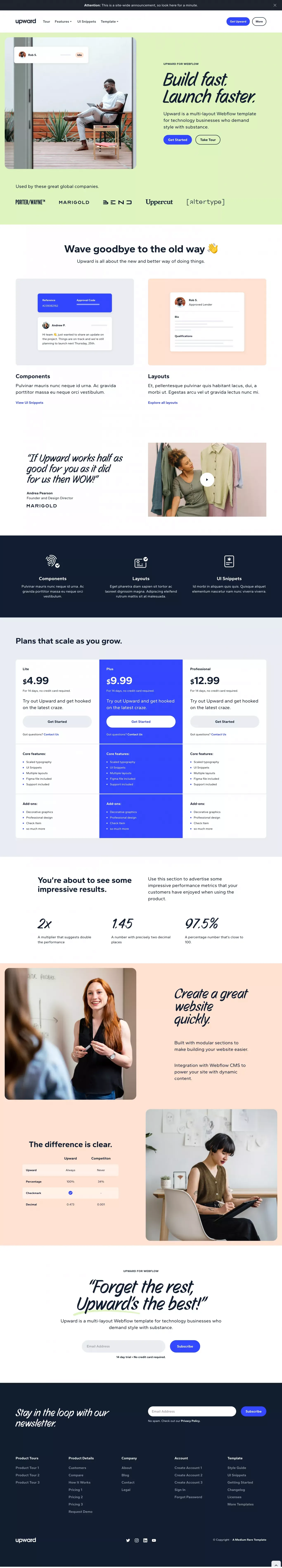 Upward - Webflow HTML Website Template - Template design