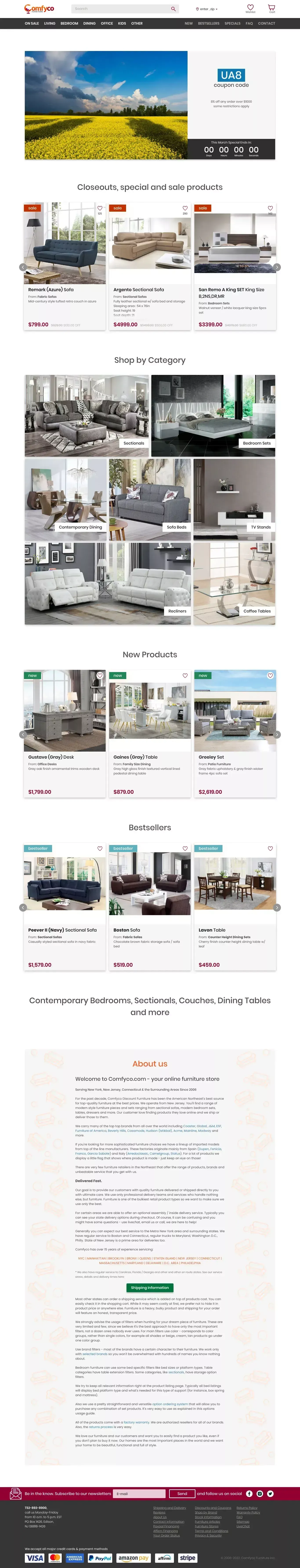 Comfyco | New York & New Jersey Furniture Store - Ecommerce design