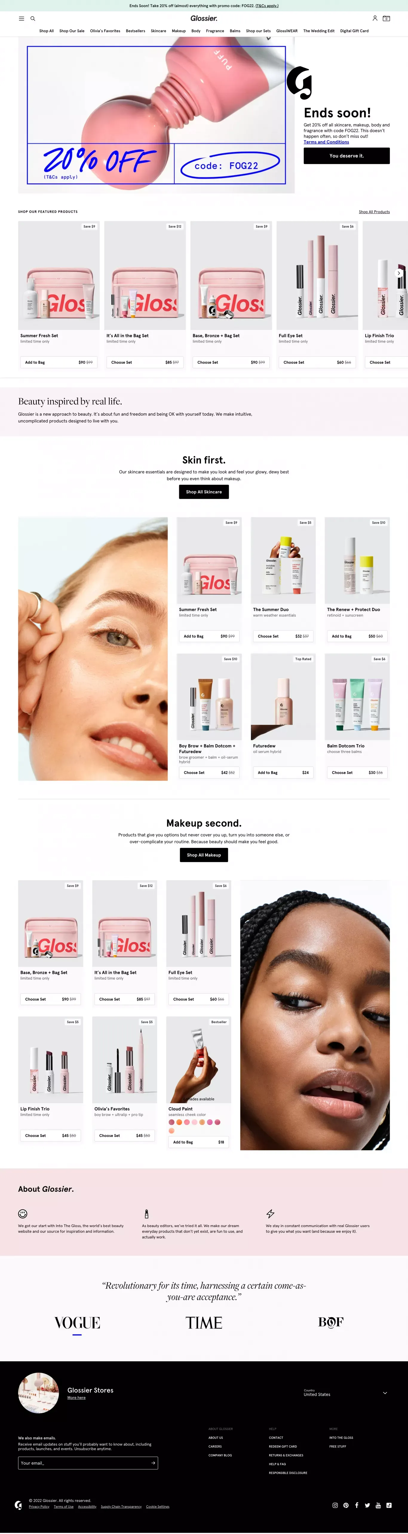 Glossier | Skincare & Beauty Products Inspired by Real Life - Ecommerce design