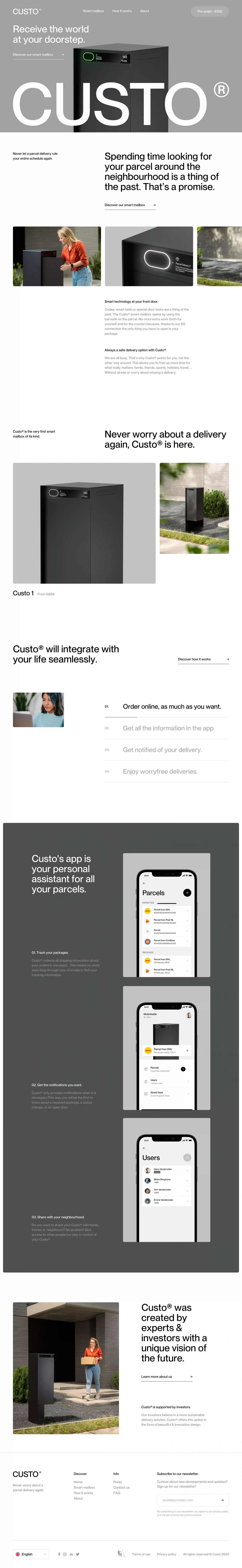 Custo: Bringing the world to your doorstep. - Landing design