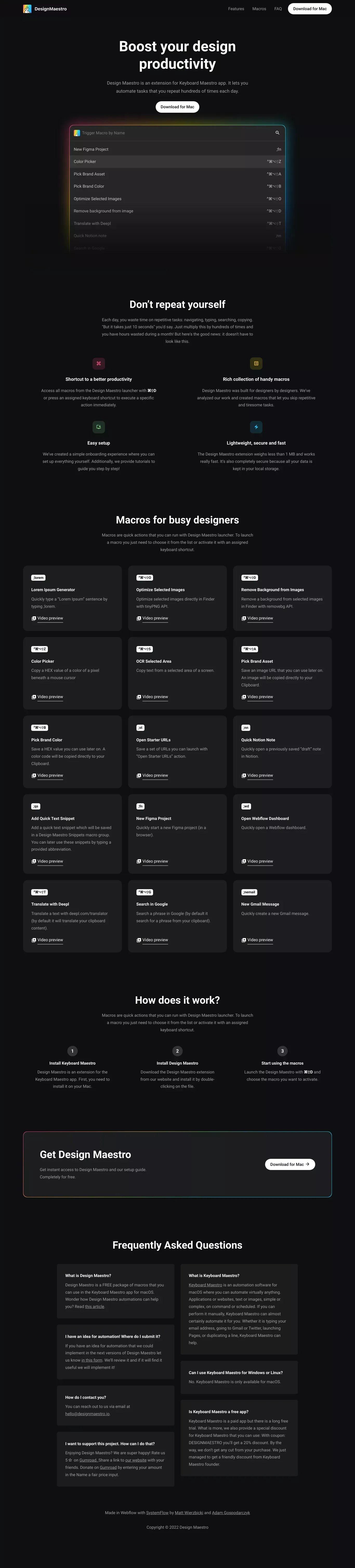 Design Maestro | Boost your design productivity - Landing design