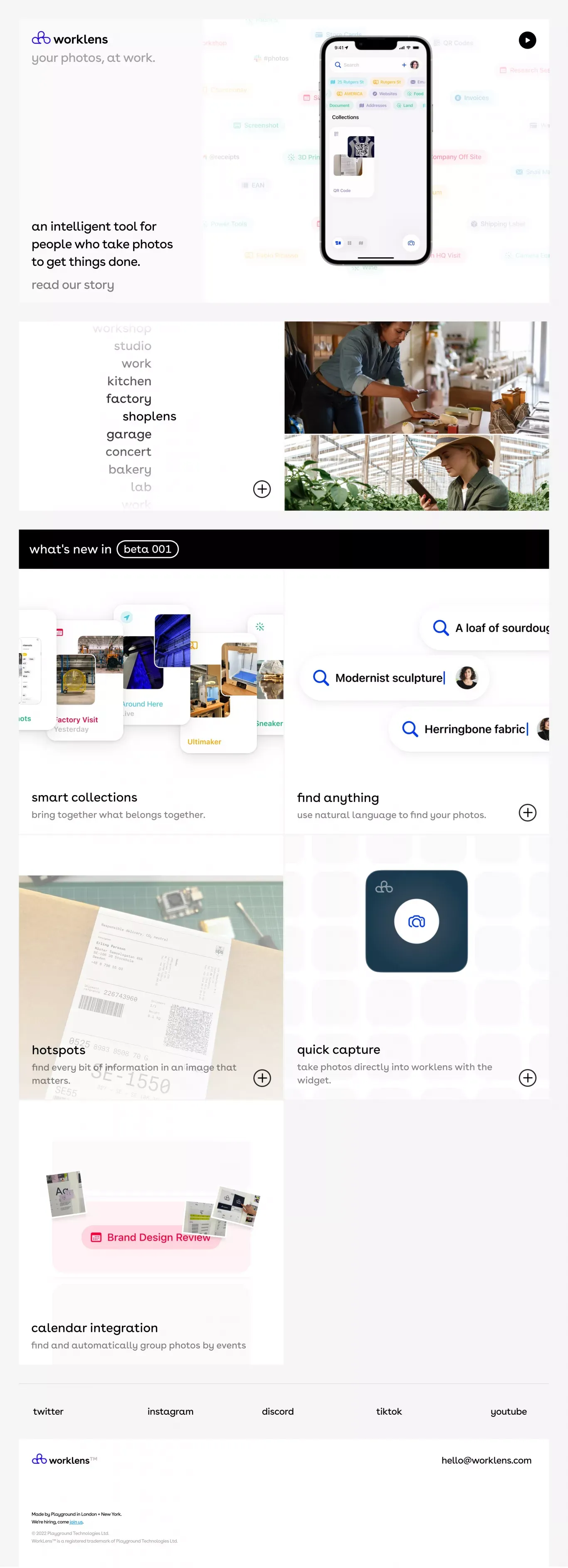 WorkLens á§ Your photos, at work. - Landing design