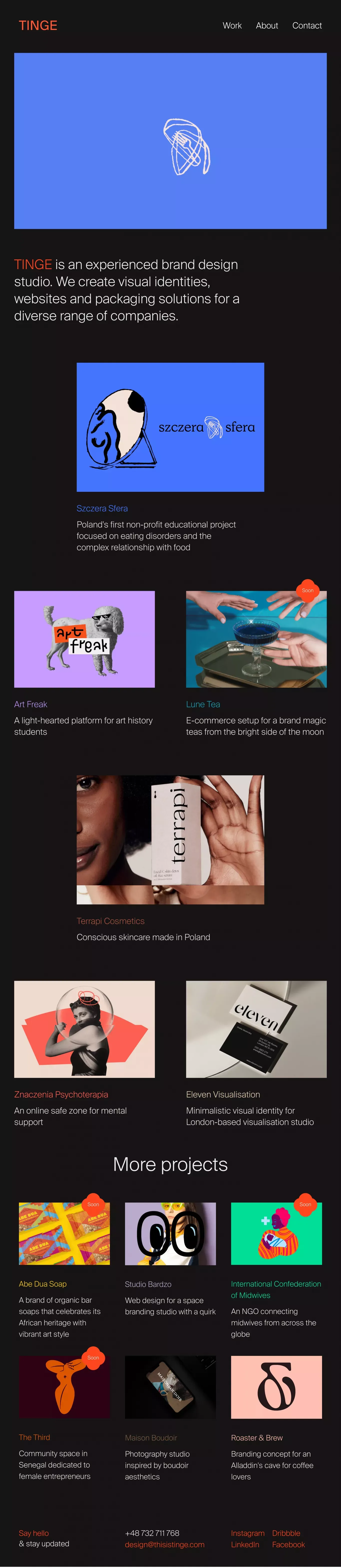 Tinge – Brand design studio - Portfolio design