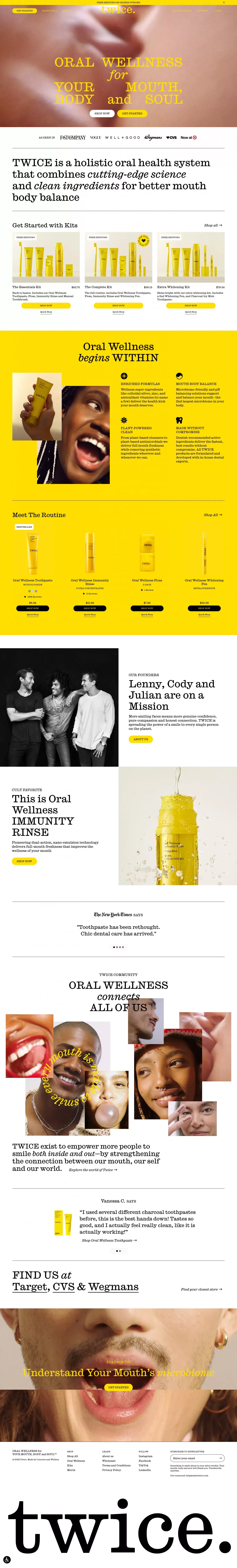 TWICE. Oral Wellness for Your Mouth, Body and Soul - Ecommerce design