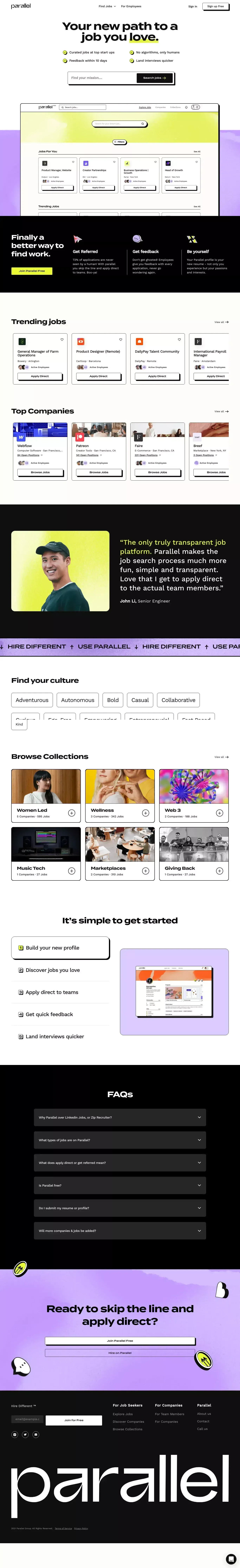 Parallel | Apply directly to teams - website design