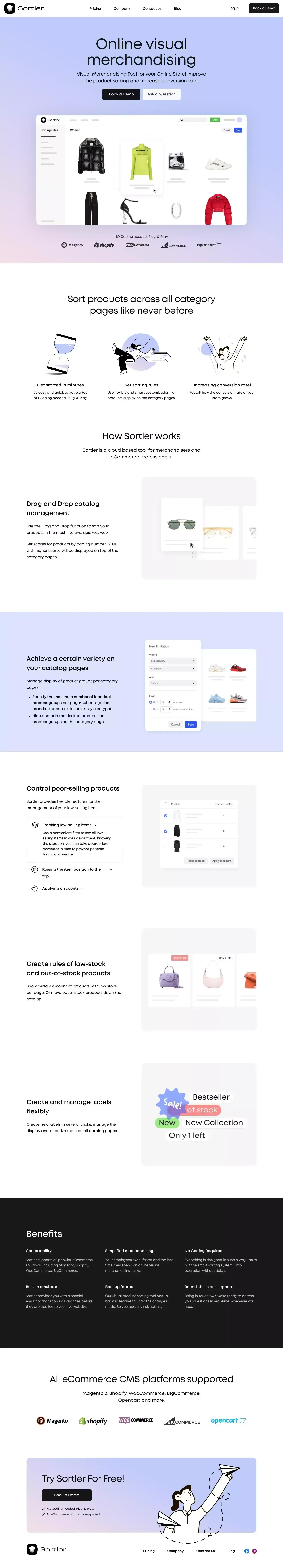 Online Visual Merchandising Interface | Sortler.com - website design