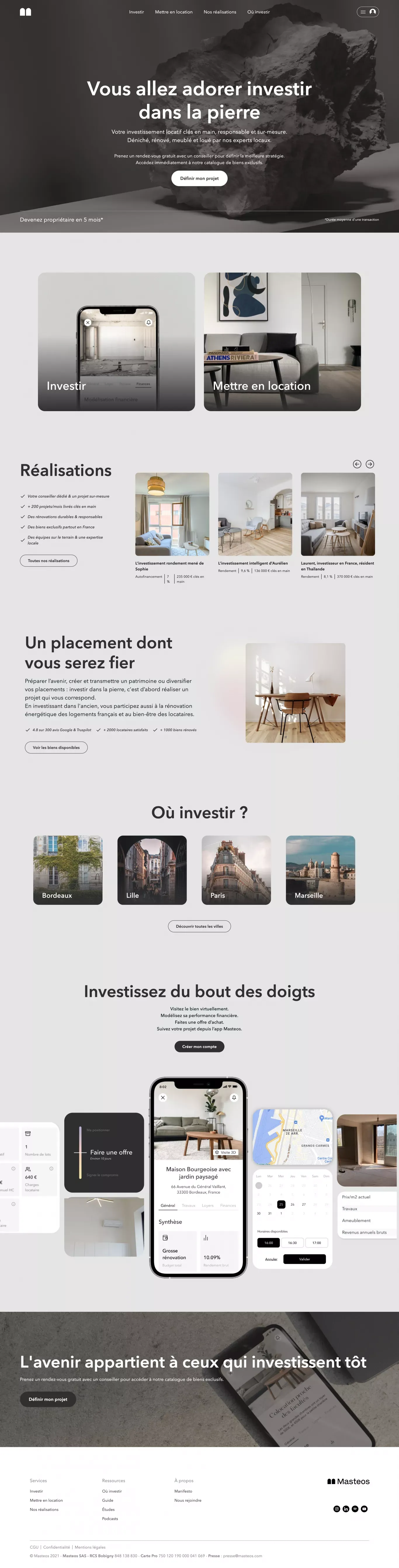 Masteos : le temple de l'investissement locatif clés en main - Landing design