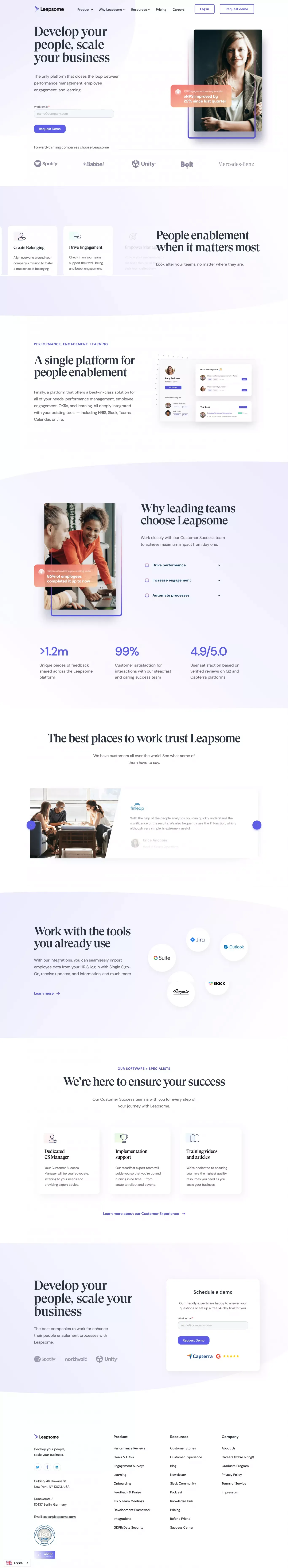 Leapsome: People Enablement Platform - Landing design
