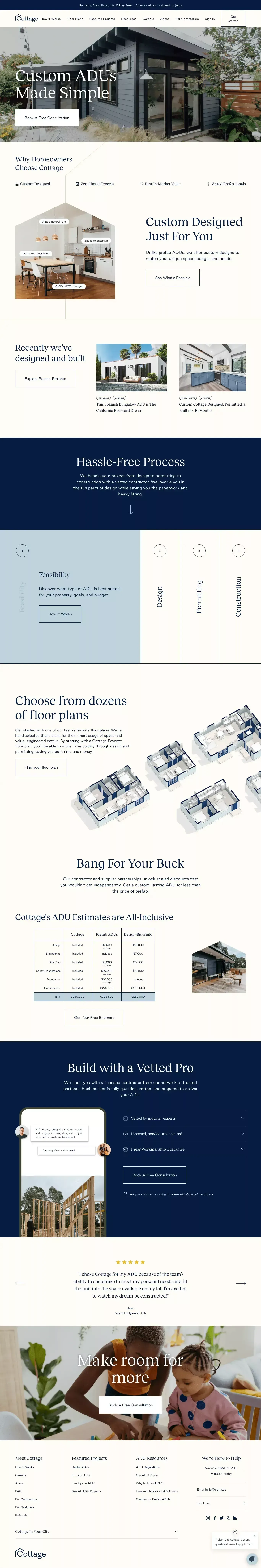 Cottage: Build your Custom ADU in LA and the Bay Area - Landing design