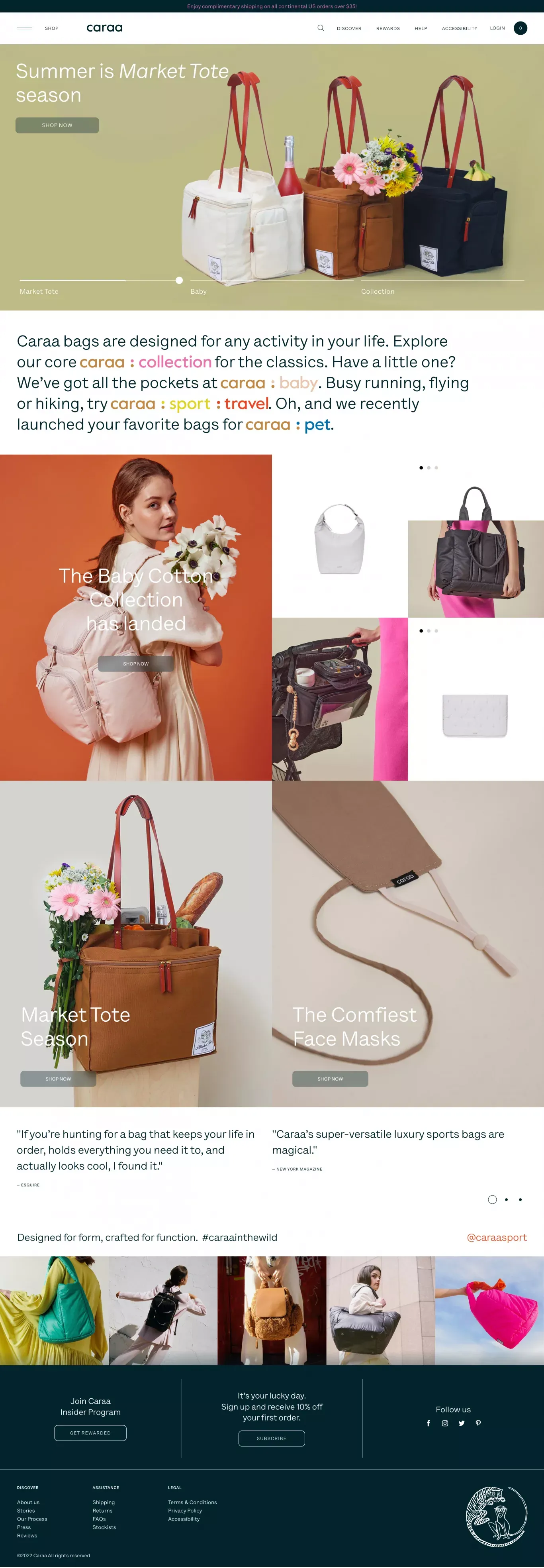 Caraa Bags & Accessories | Caraa - Luxury Sports Bags - Ecommerce design